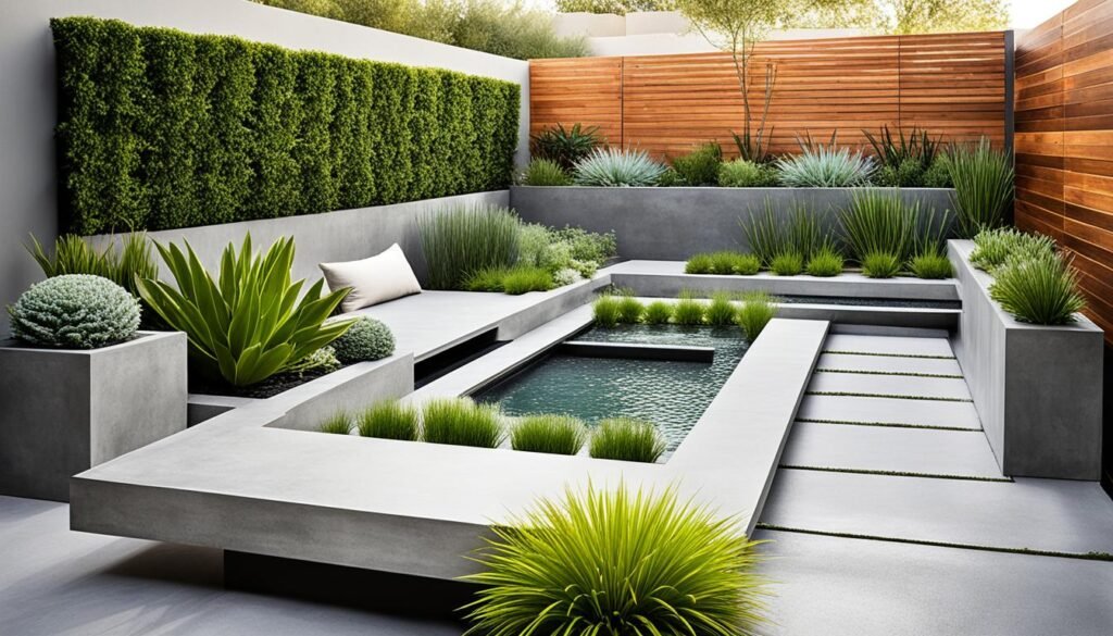 A typicall modern garden with pool.